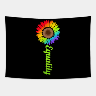 Rainbow Colorful Sunflower Equality LGBTQ Pride Month Tapestry