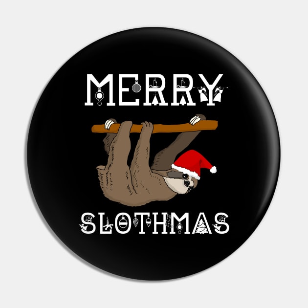 Merry Slothmas Sunny Santa Sloth Pin by Merchweaver