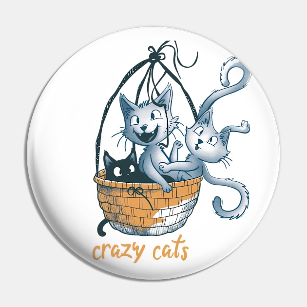 Cats playing with balls of yarn Funny T-shirt 2-03 Pin by ToddT