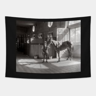 Horse Stable, 1933. Vintage Photo Tapestry