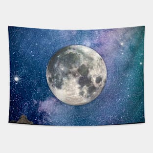 Moon Over Mountains Tapestry