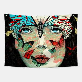 Butterfly Princess No. 2: Perfection is Overrated on a Dark Background Tapestry