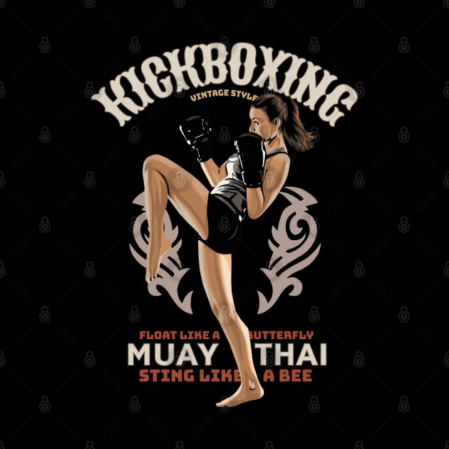 Kickboxing Girl Vintage Style by KewaleeTee