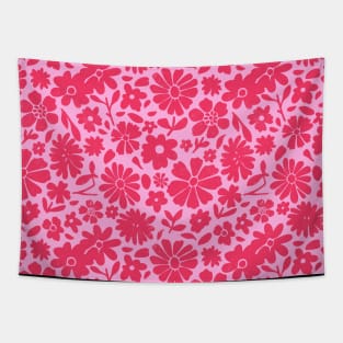 Pink Floral Retro Pattern 70s Tapestry