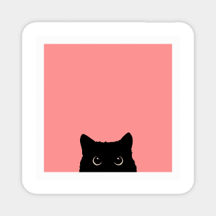 sneaky black cat in pink Magnet