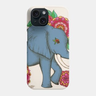 Little Blue Elephant in her secret garden Phone Case