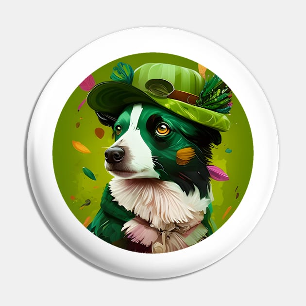 Beautiful Lady Dog St. Patrick's Day Pin by WilliamHoraceBatezell