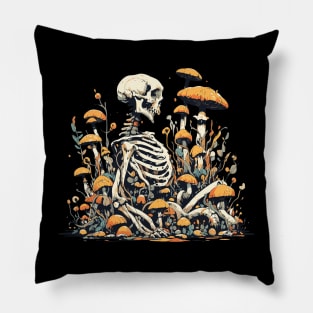 Botany mushroom skeleton garden Pillow