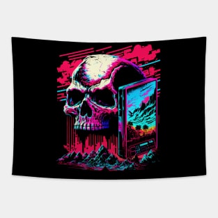 Synthwave Skull Tapestry