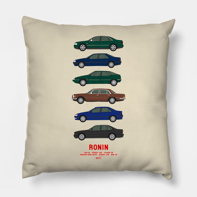 Ronin movie car collection Pillow by RJW Autographics