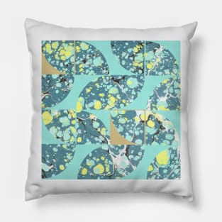 Abstract Marbled Paper Circles #4 Pillow