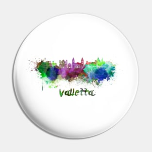 Valletta skyline in watercolor Pin