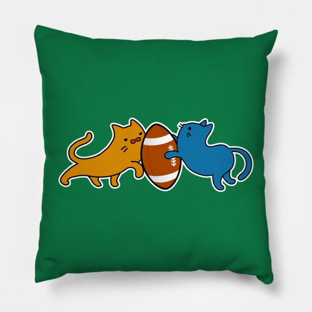 Cats fight for a ball American football Pillow by GlanceCat