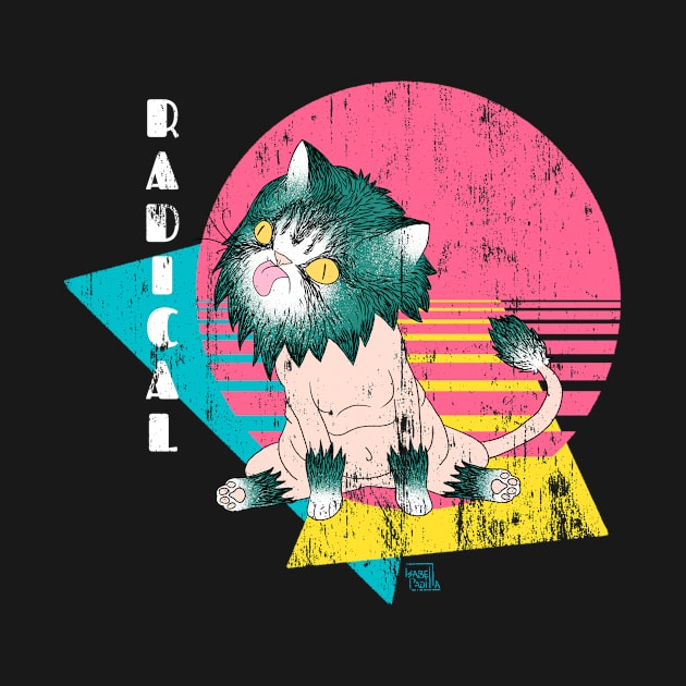 Radical 80s Cat by Defeated Tees