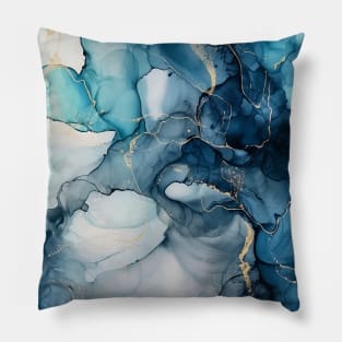 Cobalt Cascade - Abstract Alcohol Ink Art Pillow