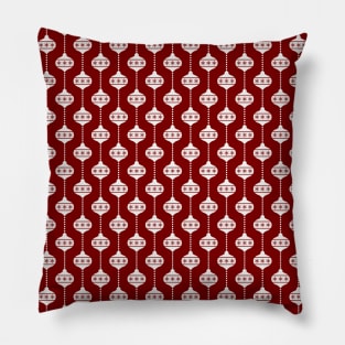 Dark Christmas Candy Apple Red with White Ball Ornaments Pillow