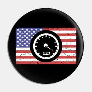 American Flag | Speedometer Race Car Racing Pin