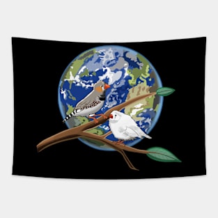 World and Two Birds Tapestry