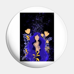 Magical Lady 1, Purple Figure Illustration Pin