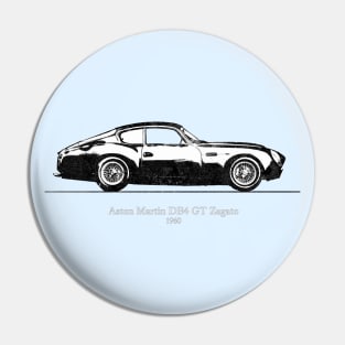 Aston Martin DB4 Gt Zagato 1960 - Black and White Watercolor Pin