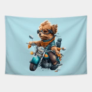 Cute yorkshire terrie cool biker dog funny tees for kids and adults Tapestry