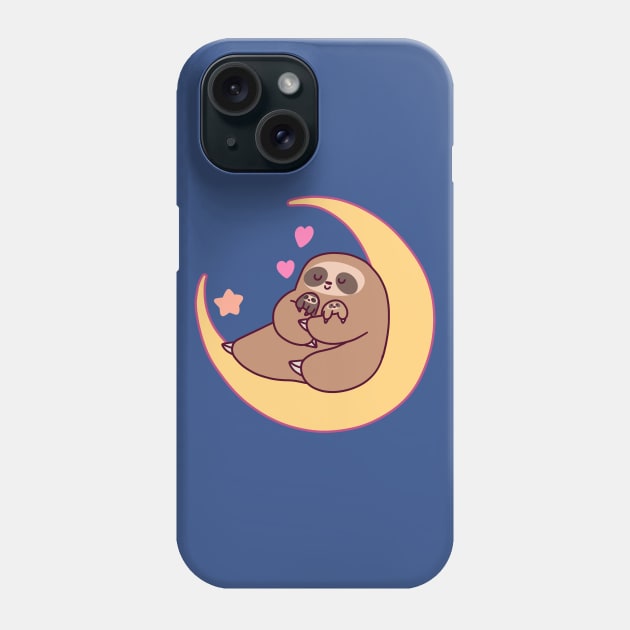 Moon Mama and Baby Sloths Phone Case by saradaboru