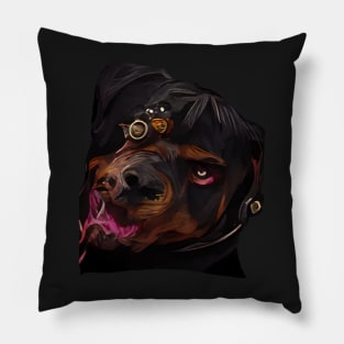 Rottweiler Steampunk gothic art Pillow