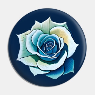 Giant Cerulean Blue Rose Pin