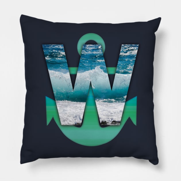 W anchor Pillow by TeeText