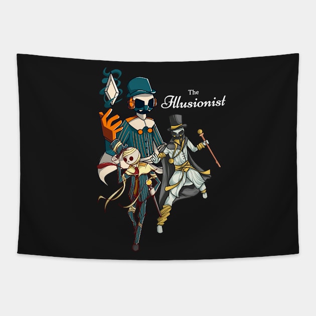 Magic skull halloween cartoon Tapestry by Alsiqcreativeart