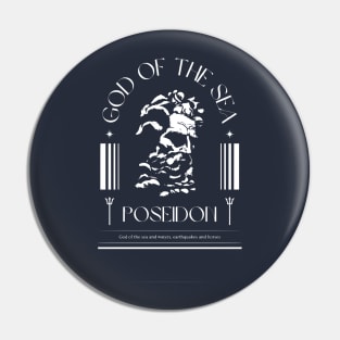 Poseidon Illustration (white print) Pin