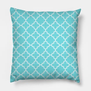 Classic Quatrefoil arabic pattern in aqua blue. Pillow