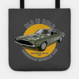 Challenger RT HEMI 426 American Muscle Car 60s 70s Old is Gold Tote