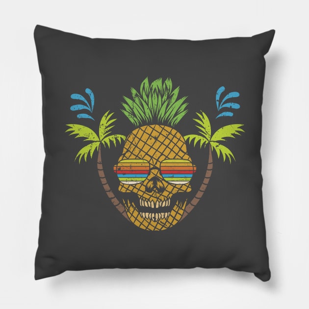 Vacation Mode Pineapple Skull Pillow by Mint Tees