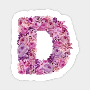 Pink Floral Letter D Magnet