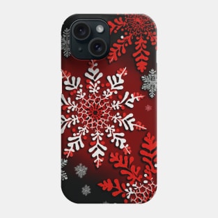 Snowflakes on Red and Black pattern - Winter Christmas Phone Case