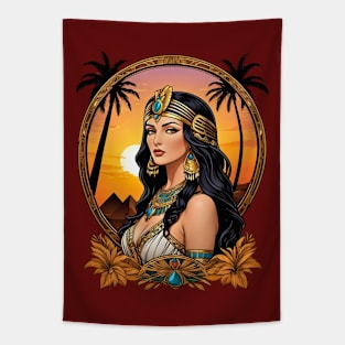 Cleopatra Queen of Egypt retro vintage floral design Tapestry