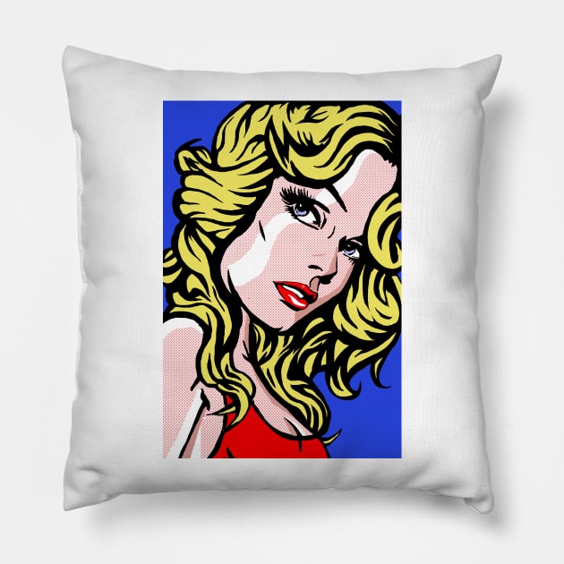 Farrah Fawcett Lichtenstein Pillow by FanboyMuseum