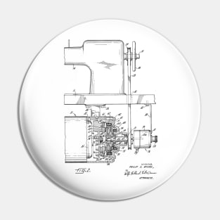 Sewing Machine Power Transmission System Vintage Patent Hand Drawing Pin