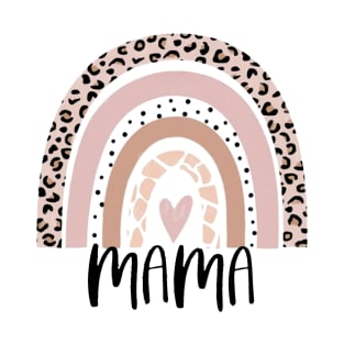 Retro Groovy Mama Rainbow Leopard Mother's Day T-Shirt