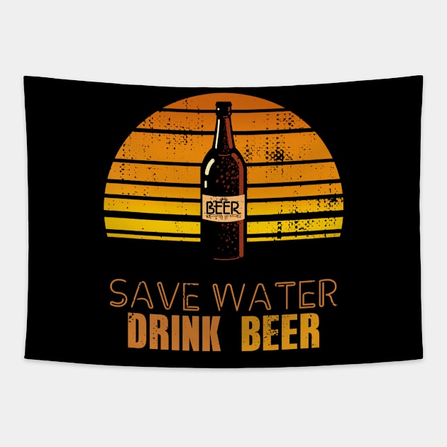 Beer - Save Water Drink BEER - Vintage Sunset Tapestry by Radarek_Design