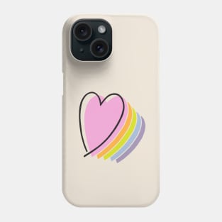 pastel rainbow heart design line art heart Phone Case