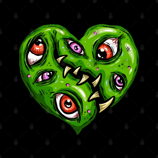 Zombie Heart Eyeball Jack Green Valentines Day by Squeeb Creative