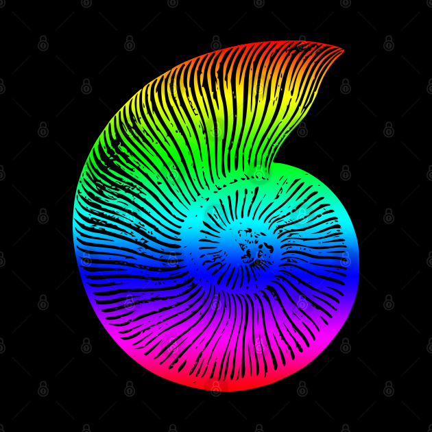 Ammonite Colorful Rainbow Fossil Design by Terra Fossil Merch