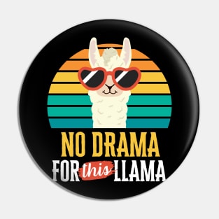 No Drama for This Llama Funny Vintage Sunset Animal Lover Pin