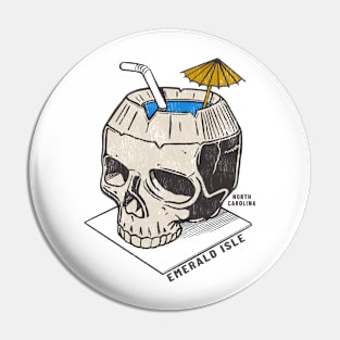 Emerald Isle, NC Summertime Vacationing Skull Drink Pin