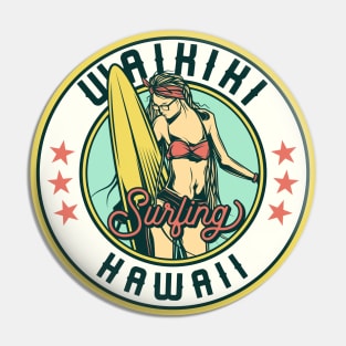 Vintage Surfing Badge for Waikiki, Hawaii Pin