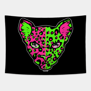 Pink and Green Split Leopard Tapestry