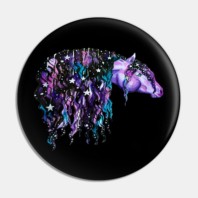 Watercolor Galaxy Horse Pin by Lady Lilac