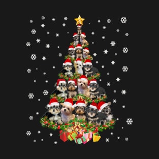 Cute Morkie dog Christmas Tree gift decor Xmas tree T-Shirt